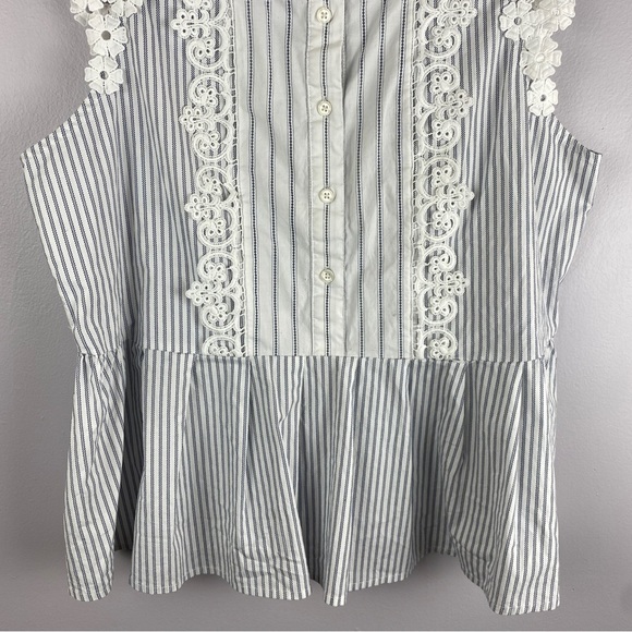 MAISON Cinqcent floral cap-sleeve peplum cotton blouse - Picture 4 of 12